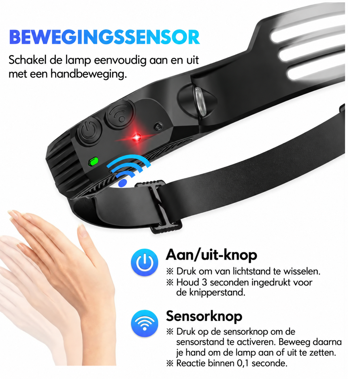 LED-hoofdlamp met sensor 1+1 GRATIS